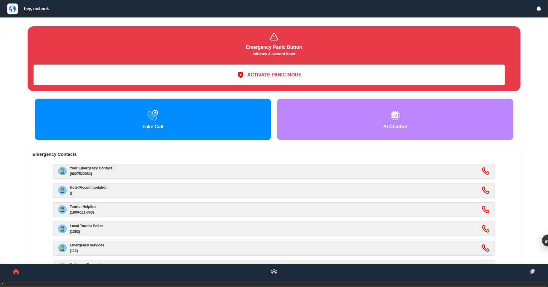 Tourist Safety Web App